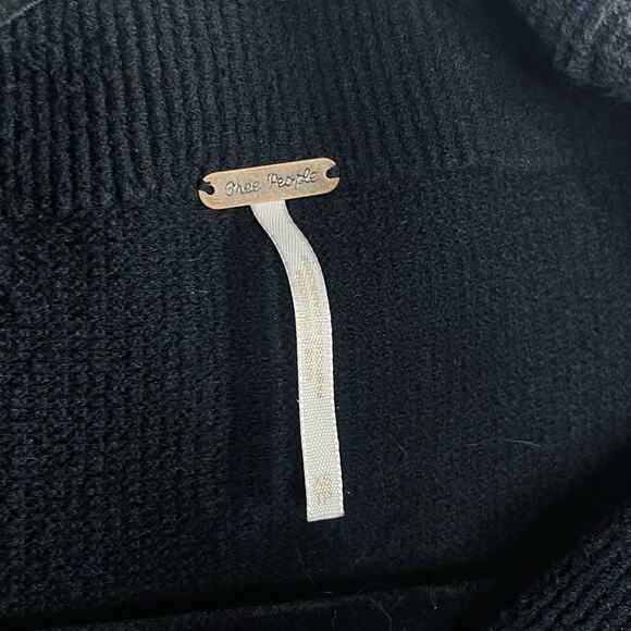 Free People XSmall Black Ottoman Slouchy Tunic Sweater Pullover Cotton Oversized - Picture 5 of 12